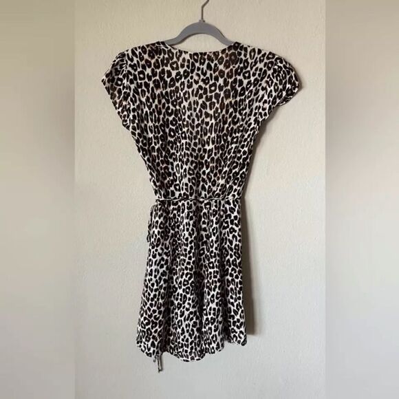 Reformation Oyster Mini Brown Black Leopard Dress Wrap Size XS - Picture 5 of 8